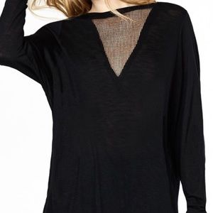 Emma and Sam mesh v-neck long sleeve top